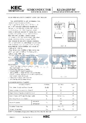 KIA3842BP datasheet - BIPOLAR LINEAR INTEGRATED CIRCUIT (HIGH PERFORMANCE CURRENT MODE CONTROLLER)