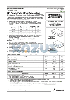 MRF8S9202GNR3 datasheet - RF Power Field Effect Transistors