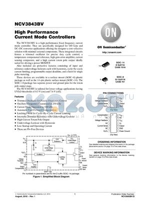 NCV3843BV_10 datasheet - High Performance Current Mode Controllers