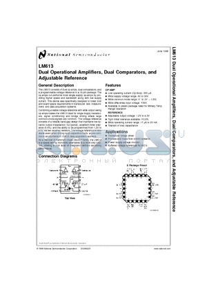 LM613AIN datasheet - Dual Operational Amplifiers, Dual Comparators, and Adjustable Reference