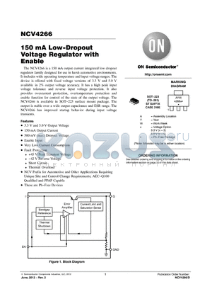 NCV4266ST33T3G datasheet - 150 mA Low-Dropout Voltage Regulator with Enable