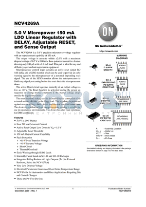 NCV4269A datasheet - 5.0 V Micropower 150 mA LDO Linear Regulator with DELAY, Adjustable RESET, and Sense Output