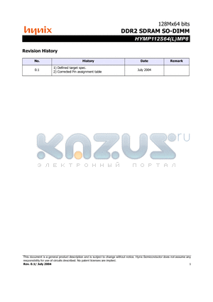 HYMP112S64MP8 datasheet - DDR2 SDRAM SO-DIMM