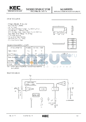 KIA6003S datasheet - BIPOLAR LINEAR INTEGRATED CIRCUIT (FM IF SYSTEM IC)