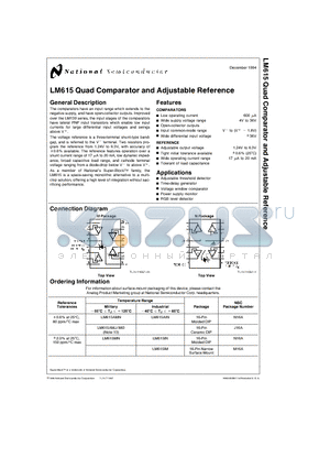 LM615IN datasheet - LM615 Quad Comparator and Adjustable Reference