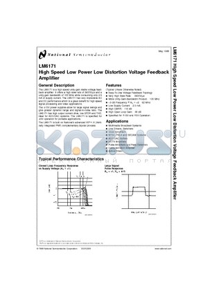 LM6171BIM datasheet - High Speed Low Power Low Distortion Voltage Feedback Amplifier