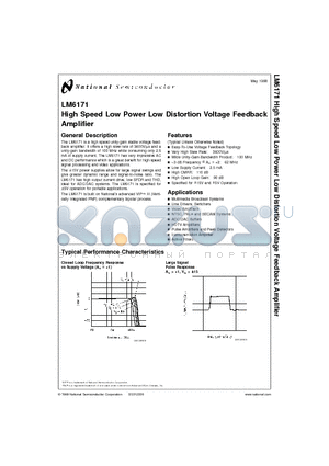 LM6171BIN datasheet - High Speed Low Power Low Distortion Voltage Feedback Amplifier