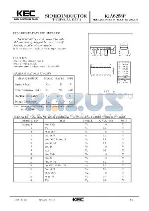 KIA6268 datasheet - BIPOLAR LINEAR INTEGRATED CIRCUIT (DUAL RECORD/PLAY PRE-AMPLIFIER)