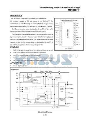 M61040FP datasheet - Smart battery protection and monitoring IC