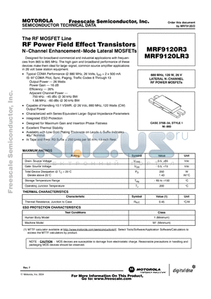 MRF9120 datasheet - RF Power Field Effect Transistors