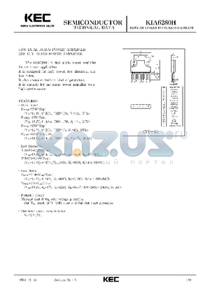 KIA6280H datasheet - BIPOLAR LINEAR INTEGRATED CIRCUIT (5.8W DUAL AUDIO POWER AMPLIFIER 22W BTL AUDIO POWER AMPLIFIER)