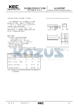 KIA6930P datasheet - BIPOLAR LINEAR INTEGRATED CIRCUIT (STEREO SOUND CONTROL SYSTEM)