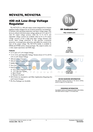 NCV4276DS18R4G datasheet - 400 mA Low−Drop Voltage Regulator