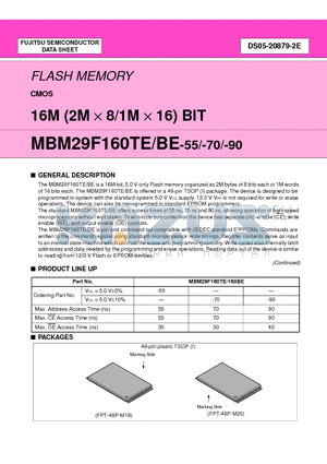 MBM29F160BE-70PFTN datasheet - 16M (2M X 8/1M X 16) BIT