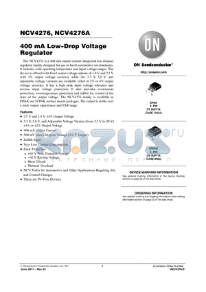 NCV4276DS33R4 datasheet - Low-Drop Voltage Regulator