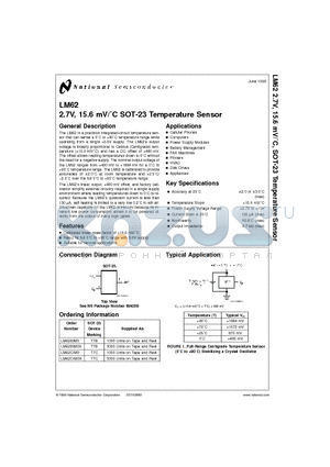 LM62 datasheet - 2.7V, 15.6 mV/`C SOT-23 Temperature Sensor