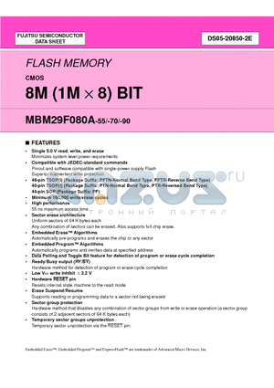 MBM29F080AC-90PTR datasheet - 8M (1M X 8) BIT