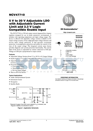 NCV47710 datasheet - 5 V to 20 V Adjustable LDO with Adjustable Current Limit and 3.3 V Logic Compatible Enable Input