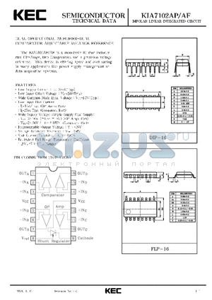 KIA7102AP datasheet - BIPOLAR LINEAR INTEGRATED CIRCUIT (DUAL OPERATIONAL AMPLIFIER-DUAL COMPARATOR ADJUSTABLE VOLTAGE REFERENCE)