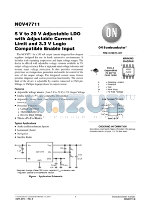 NCV47711PDAJR2G datasheet - 5 V to 20 V Adjustable LDO with Adjustable Current Limit and 3.3 V Logic Compatible Enable Input