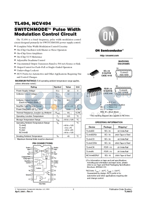 NCV494BDR2 datasheet - SWITCHMODE PULSE WIDTH MODULATION CONTROL CIRCUIT