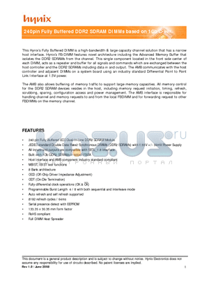 HYMP151L72CP4D5-C4 datasheet - 240pin Fully Buffered DDR2 SDRAM DIMMs