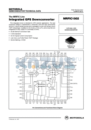 MRFIC1502 datasheet - 1.575 GHz GPS DOWNCONVERTER