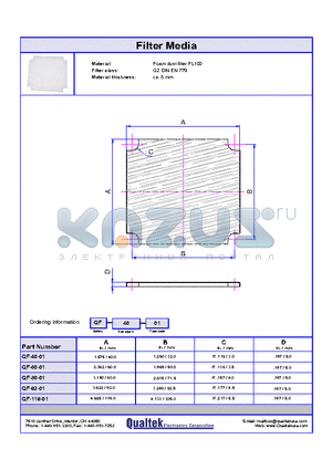 QF-119-01 datasheet - Filter Media