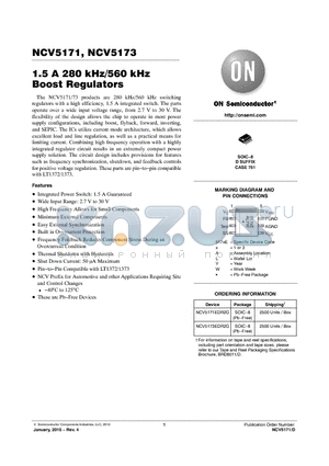 NCV5171EDR2G datasheet - 1.5 A 280 kHz/560 kHz Boost Regulators