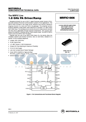 MRFIC1806 datasheet - 1.8 GHz DRIVER AMPLIFIER AND RAMP CIRCUIT GaAs MONOLITHIC INTEGRATED CIRCUIT