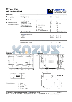 QF1.4-L0235 datasheet - Crystal filter