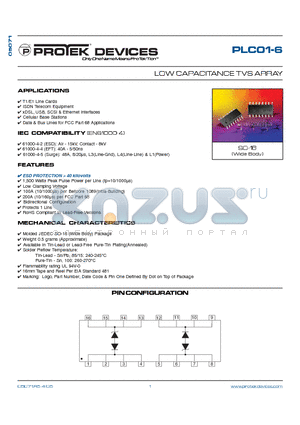 PLC01-6 datasheet - LOW CAPACITANCE TVS ARRAY