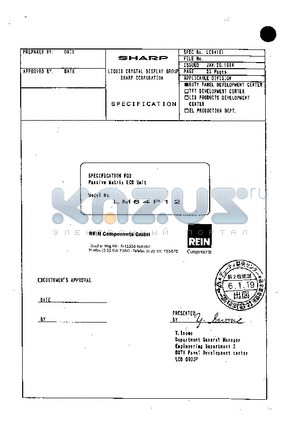 LM64P12 datasheet - LIQUID CRYSTAL DISPLAY GROUP SHARP CORPOATION