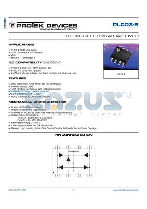 PLC03-6 datasheet - STEERING DIODE / TVS ARRAY COMBO