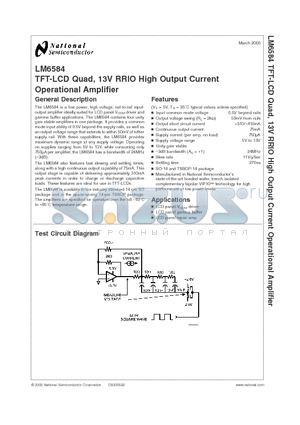 LM6584 datasheet - TFT-LCD Quad, 13V RRIO High Output Current