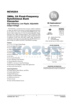 NCV6354 datasheet - 3MHz, 2A Fixed-Frequency,Synchronous Buck Converter