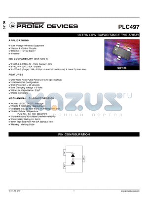 PLC497 datasheet - ULTRA LOW CAPACITANCE TVS ARRAY