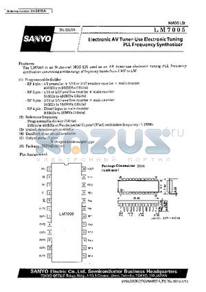 LM7005 datasheet - Electronic AV Tuner-Use Electronic Tuning PLL Frequency Synthesizer