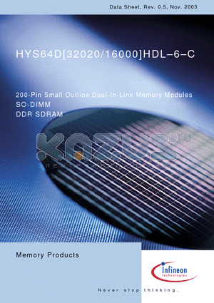 HYS64D16000HDL-6-C datasheet - 200-Pin Small Outline Dual-In-Line Memory Modules