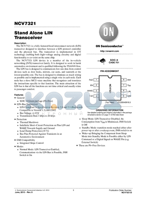 NCV7321D10R2G datasheet - Stand Alone LIN Transceiver