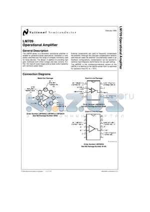 LM709CN datasheet - Operational Amplifier