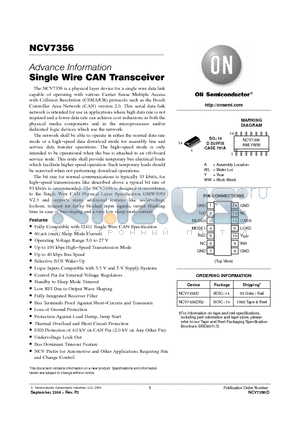 NCV7356 datasheet - Single Wire CAN Transceiver