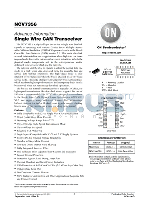 NCV7356D datasheet - Single Wire CAN Transceiver