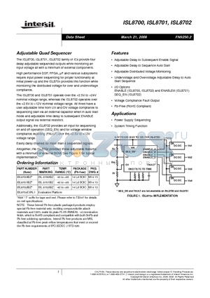 ISL8700 datasheet - Adjustable Quad Sequencer