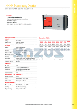 PBEP-48T datasheet - 300-500 WATT DC/AC INVERTER