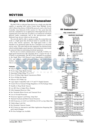 NCV7356D1R2G datasheet - Single Wire CAN Transceiver