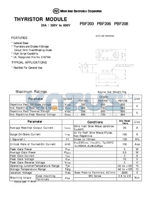 PBF206 datasheet - THYRISTOR MODULE