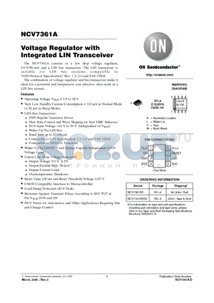 NCV7361A datasheet - Voltage Regulator with Integrated LIN Transceiver