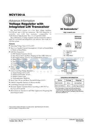 NCV7361AD datasheet - Voltage Regulator with Integrated LIN Transceiver