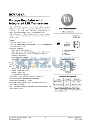 NCV7361AD datasheet - Voltage Regulator with Integrated LIN Transceiver